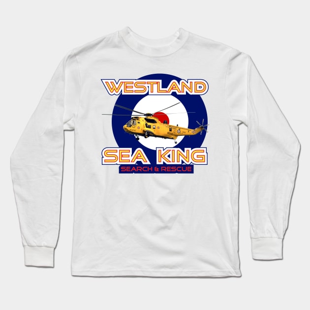 Westland Sea King Search and rescue helicopter in RAF roundel, Long Sleeve T-Shirt by AJ techDesigns